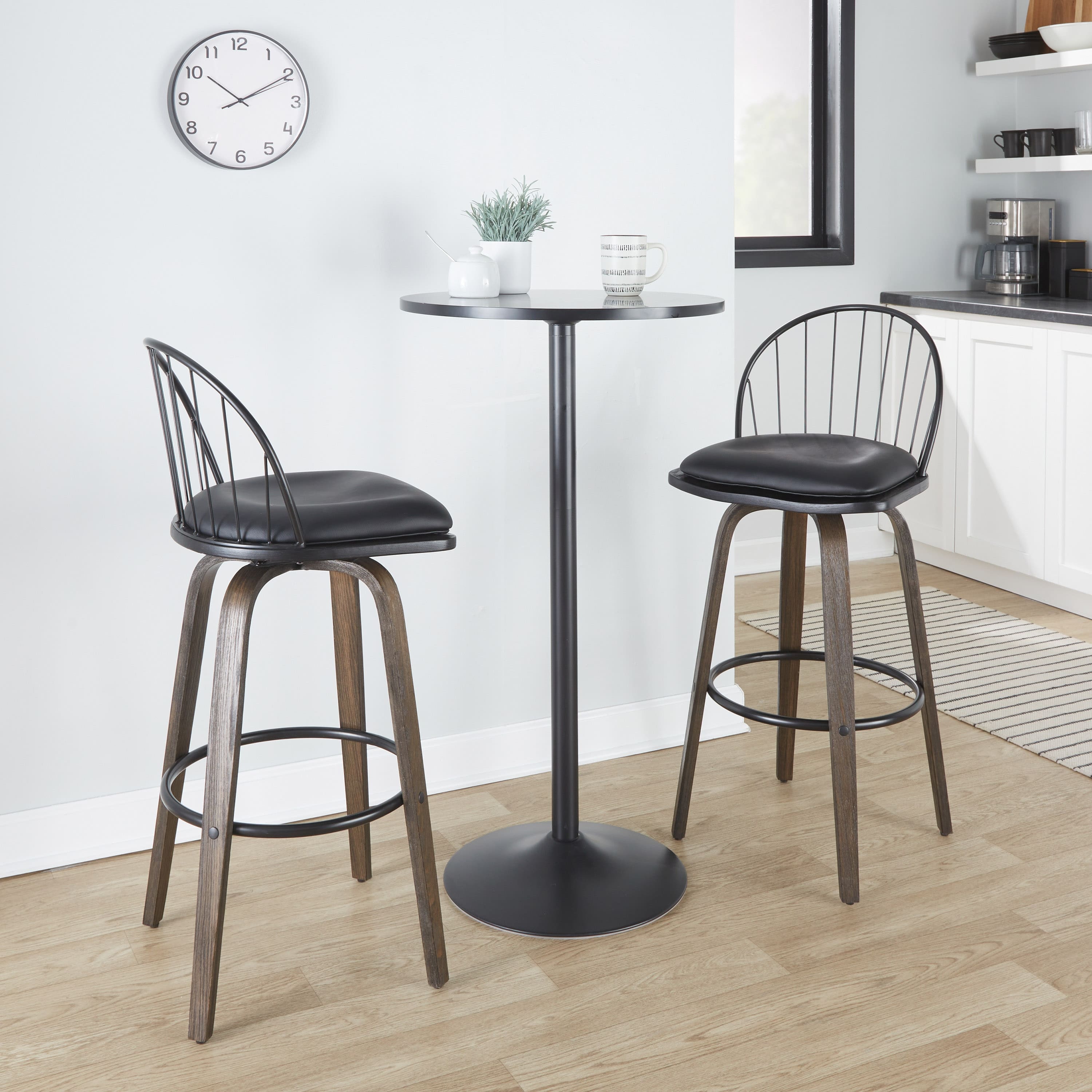 Carbon Loft Ellul 30" FixedHeight Bar Stool with Bent Wood Legs and Removable Seat Cushion (Set